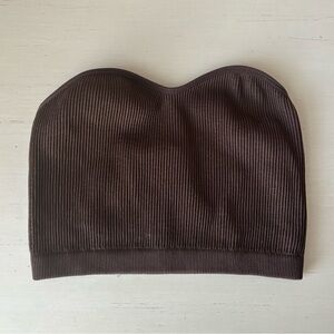 NWOT Cotton On chocolate brown ribbed cropped bandeau top